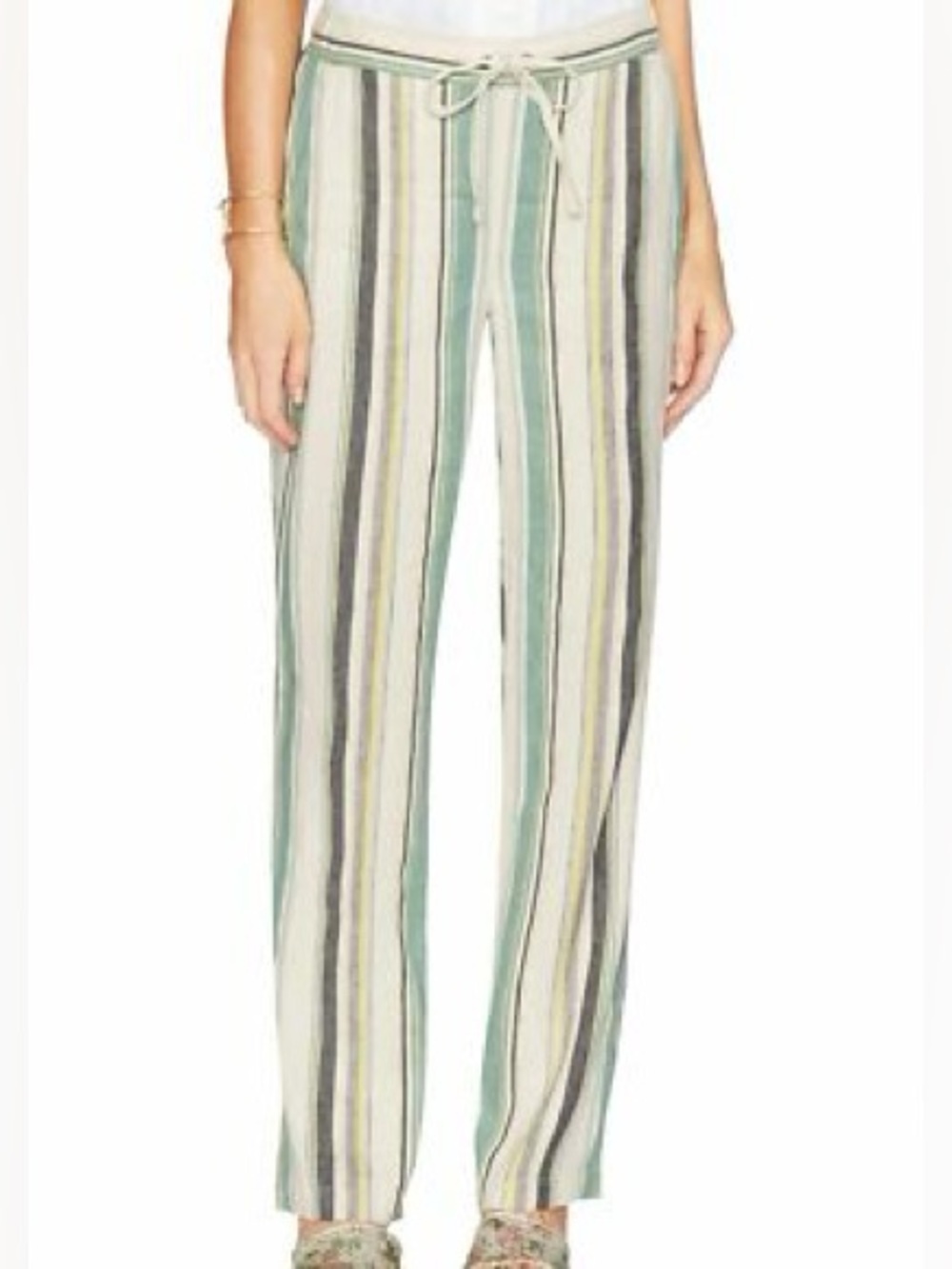 Vince Camuto Women's Beige Striped Straight Leg Casual Twill Pants Size XS
